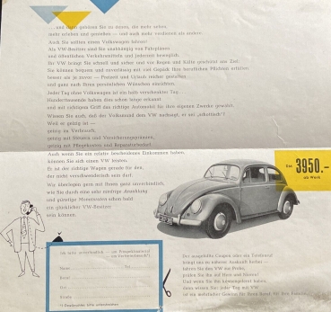 Volkswagen Beetle Modelprogram 1958 "So gut koennen Sie's auch haben" Carbrochure (0639)